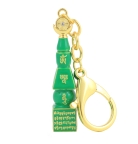 Emerald Pagoda with Om Ah Hum Amulet Keychain