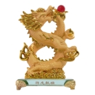 6 Inch Golden 8-Shaped Chinese Dragon Statue With Glass Base