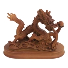 5 Inch Wooden-Like Imperial Dragon Statue