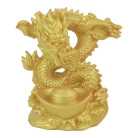 4 Inch Golden Dragon Statue with Ingot