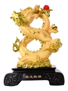 14 Inch Golden 8-Shaped Chinese Dragon Statue