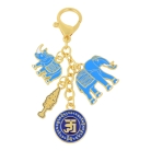 Elephant and Rhinoceros w/ Ksitigarbha Staff Amulet Keychain