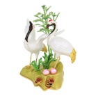 Pair of Crane Birds with Peaches and Bamboo