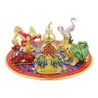 Vitality Activator Plate with 6 Auspicious Symbol and Animal Statue