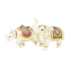 Active Rhinoceros and Elephant