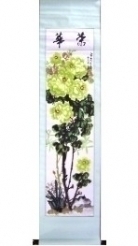 Green Peony Flower Scroll Picture