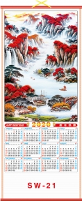 (Pre-Order) 2020 Chinese Wall Scroll Calendars w/ Picture of Mountain and Water