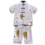 White Chinese Styled Suit with Tiger Pictures
